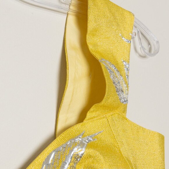 Mandi Line Jacquard Dress Lace Up Top Midi Skirt Set Embellished Yellow XS/S - Picture 9 of 15